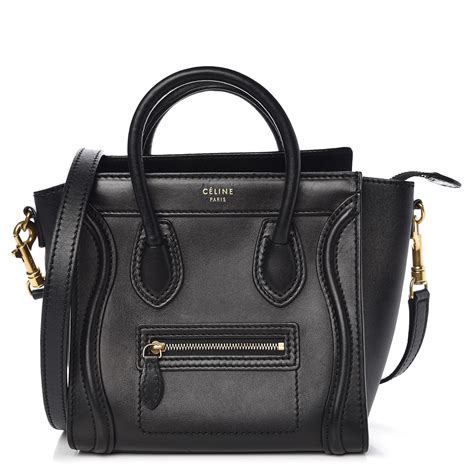 celine smooth calfskin nano luggage black|CELINE Smooth Calfskin Nano Luggage Black .